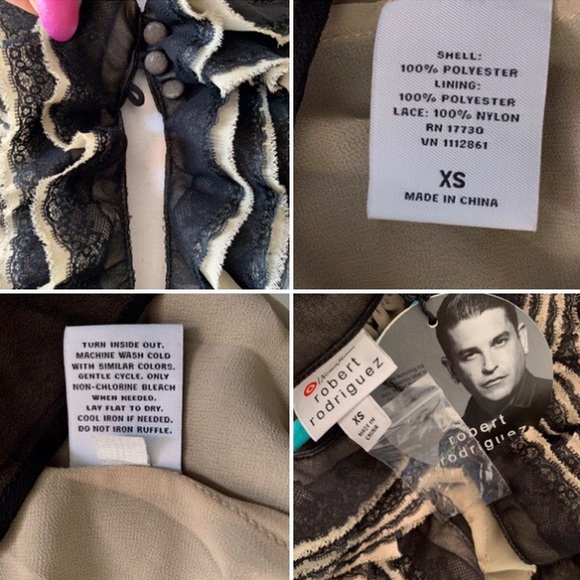 ROBERT RODRIGUEZ TWO TONE SHEER CHIFFON SLEEVELESS RUFFLE PEPLUM BLOUSE - Picture 9 of 16